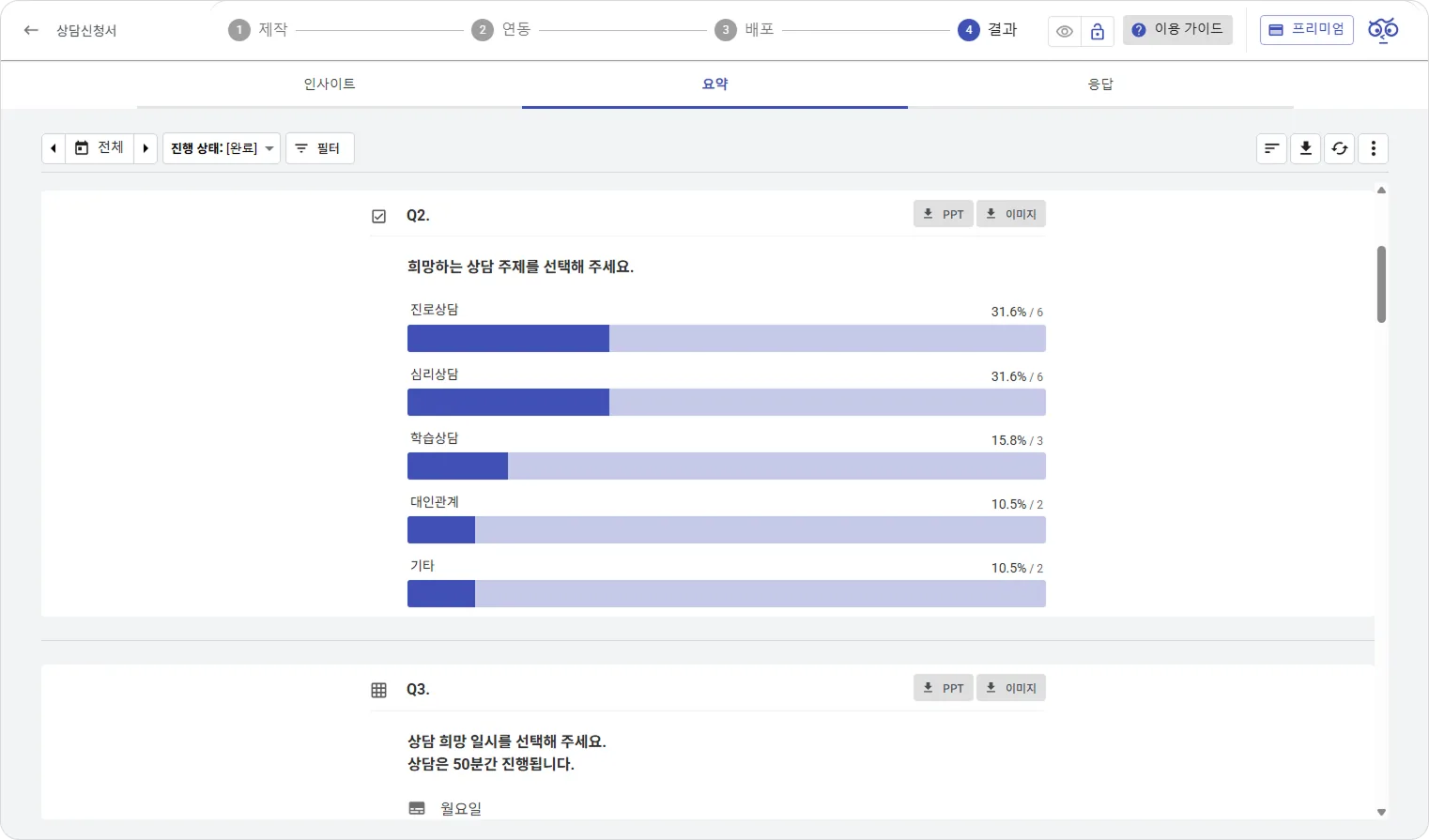 요약 - 설문 결과를 한눈에
